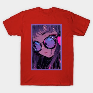 Aesthetic Anime Girl Pink Rosa Black | Quality Aesthetic Anime Design | Chibi Manga Anime Art T-Shirt